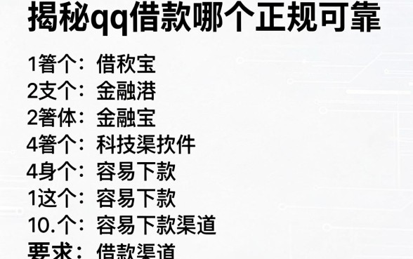 揭秘qq借款哪个正规可靠，整理了10个容易下款的渠道