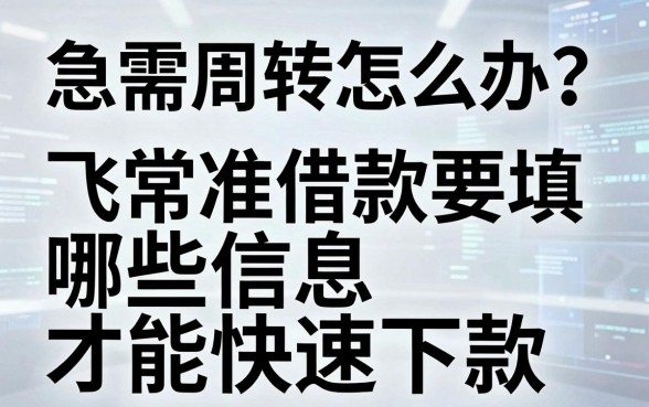 急需周转怎么办?飞常准借款要填哪些信息才能快速下款?