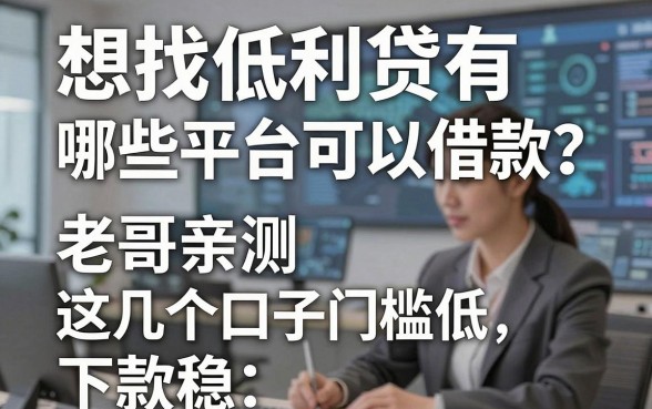 想找低利贷有哪些平台可以借款？老哥亲测这几个口子门槛低、下款稳