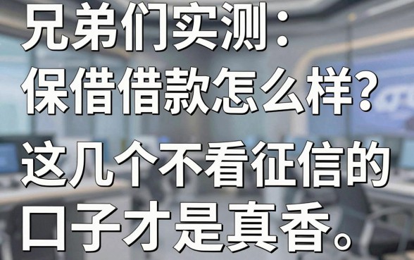 兄弟们实测：保借借款怎么样？这几个不看征信的口子才是真香