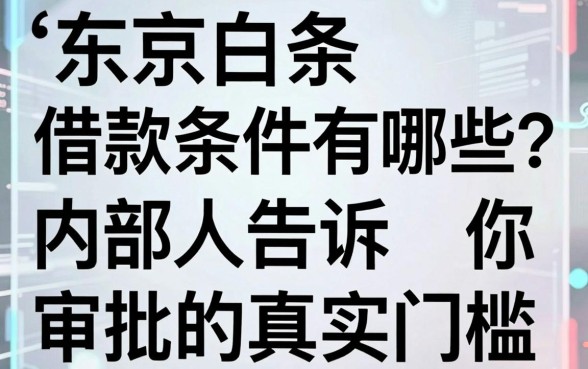 东京白条借款条件有哪些？内部人告诉你审批的真实门槛