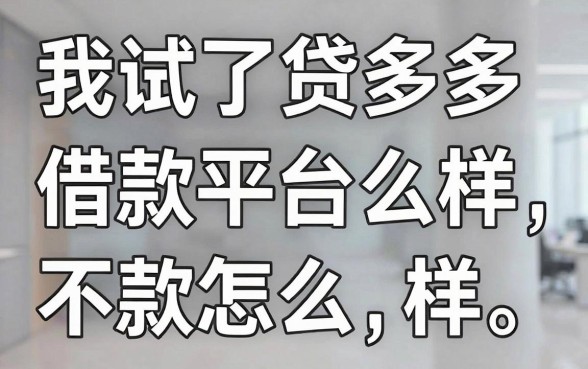我试了贷多多借款平台怎么样，发现不看征信就能下款的平台真相并非如此