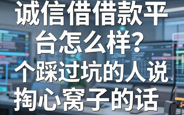 诚信借借款平台怎么样？一个踩过坑的人说几句掏心窝子的话