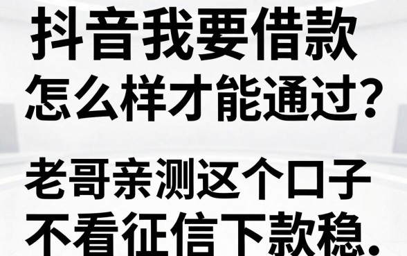 抖音我要借款怎么样才能通过?老哥亲测这五个口子不看征信下款稳