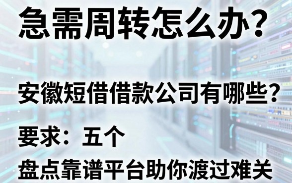 急需周转怎么办？安徽短借借款公司有哪些？盘点五个靠谱平台助你渡过难关