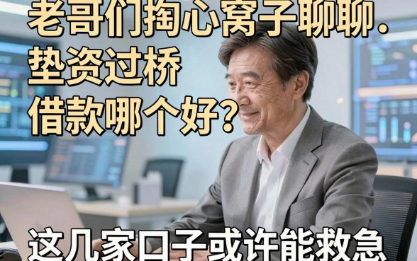 老哥们掏心窝子聊聊：垫资过桥和借款哪个好？这几家口子或许能救急