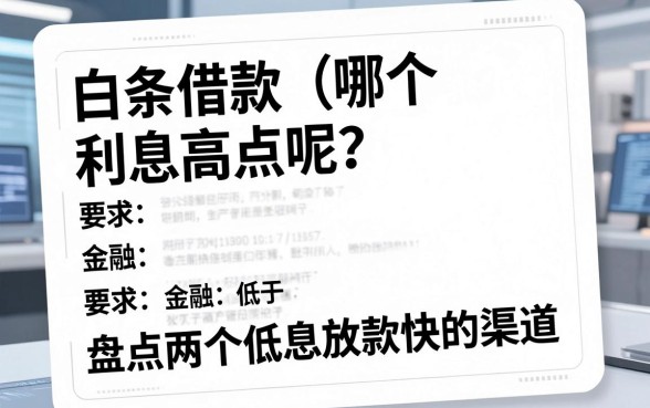 白条借款哪个利息高点呢？盘点两个低息放款快的渠道