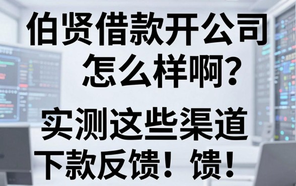 伯贤借款开公司怎么样啊?实测这些渠道下款反馈