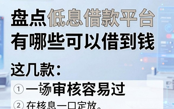 盘点低息借款平台有哪些可以借到钱,这几款审核容易过