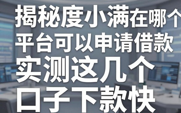 揭秘度小满在哪个平台可以申请借款,实测这几个口子下款快