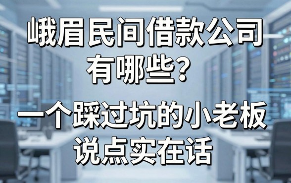 峨眉民间借款公司有哪些？一个踩过坑的小老板说点实在话