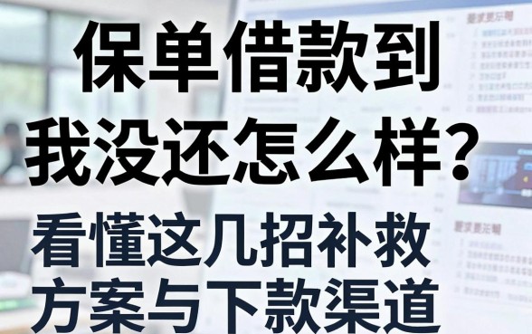 保单借款到我没还怎么样?看懂这几招补救方案与下款渠道