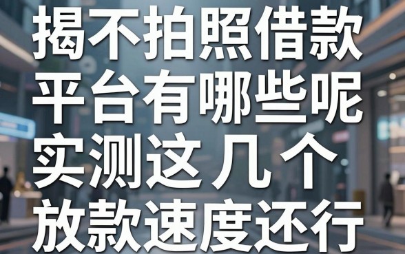 揭秘不拍照借款平台有哪些呢,实测这几个放款速度还行
