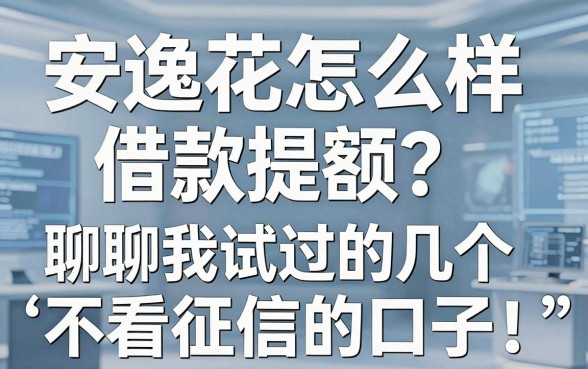 安逸花怎么样借款提额?聊聊我试过的几个不看征信的口子