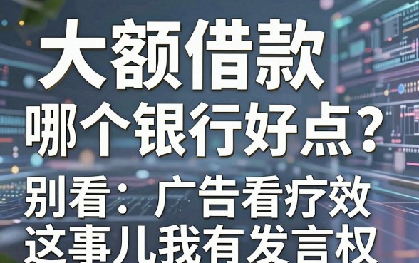 大额借款哪个银行好点？别看广告看疗效，这事儿我有发言权