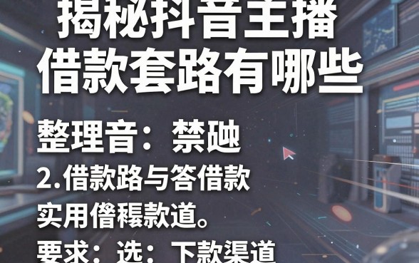 揭秘抖音主播借款套路有哪些，整理了几个实用的下款渠道