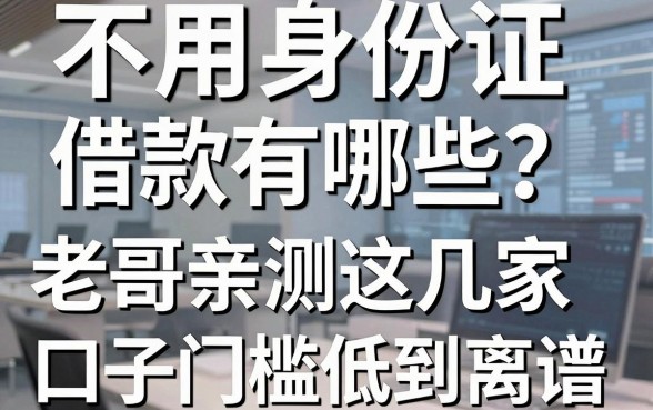 不用身份证借款有哪些？老哥亲测这几家口子门槛低到离谱