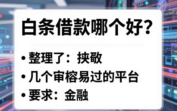 白条借款哪个好？整理了几个审核容易过的平台