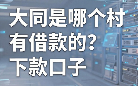 大同是哪个村有借款的?盘点几个靠谱的下款口子