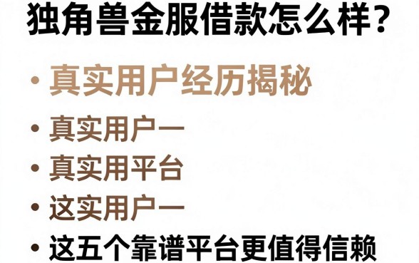 独角兽金服借款怎么样?真实用户经历揭秘,这五个靠谱平台更值得信赖