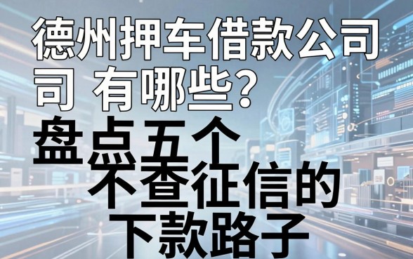 德州押车借款公司有哪些?盘点五个不查征信的下款路子