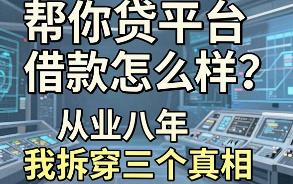 帮你贷平台借款怎么样？从业八年我拆穿三个真相