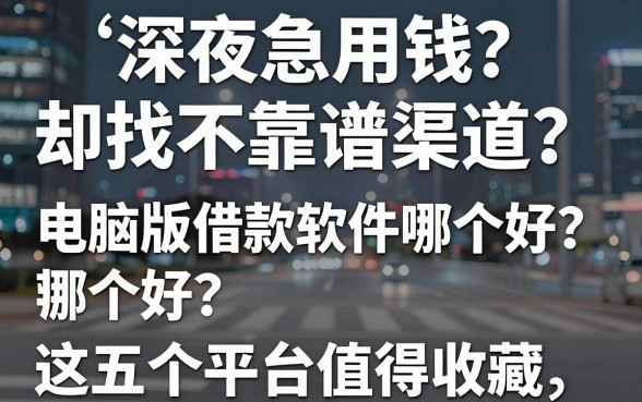 深夜急用钱却找不到靠谱渠道？电脑版借款软件哪个好？这五个平台值得收藏
