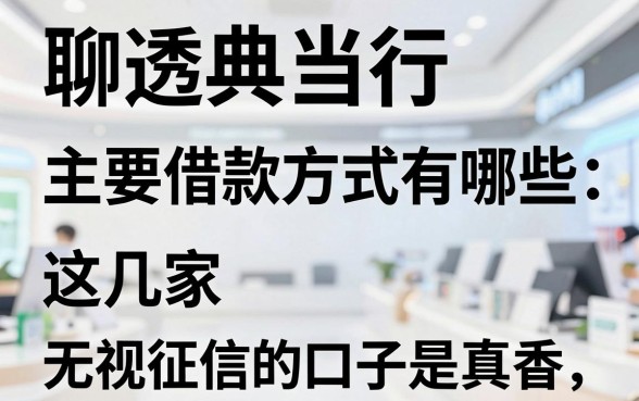 聊透典当行主要借款方式有哪些，这几家无视征信的口子是真香