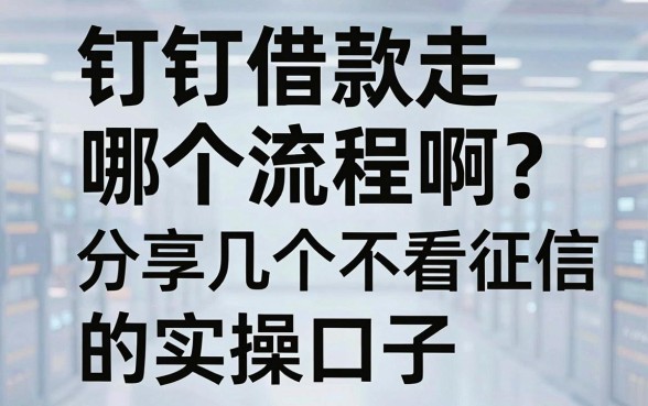 钉钉借款走哪个流程啊？分享几个不看征信的实操口子