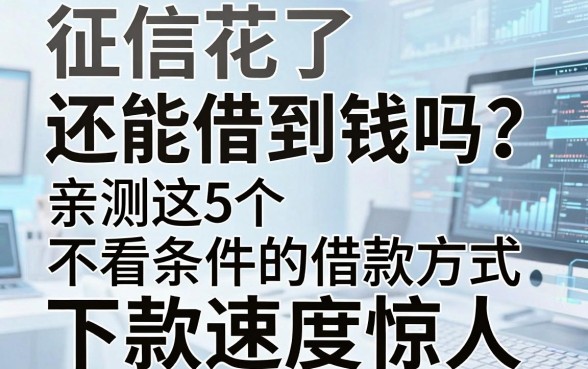 征信花了还能借到钱吗？亲测这5个不看条件的借款方式，下款速度惊人