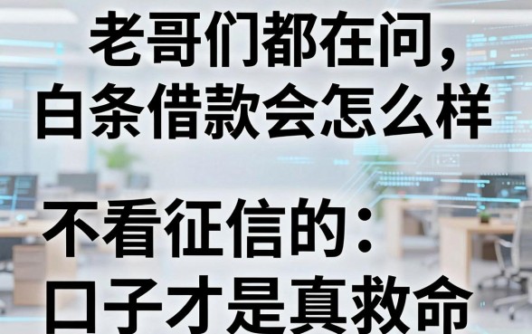 老哥们都在问白条借款会怎么样，这几家不看征信的口子才是真救命