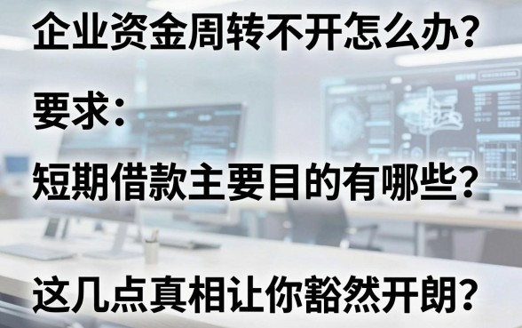 企业资金周转不开怎么办？短期借款主要目的有哪些？这几点真相让你豁然开朗