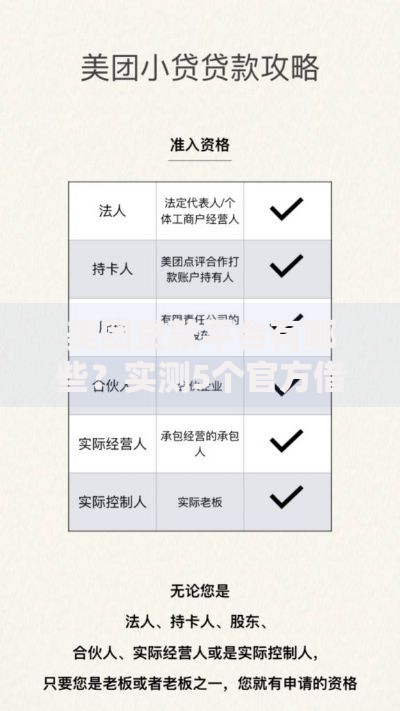 美团贷款平台有哪些？实测5个官方借钱渠道攻略