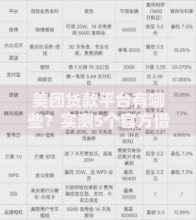美团贷款平台有哪些？实测5个官方借钱渠道攻略