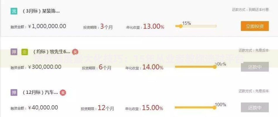 贷款额度最大化技巧：15年从业者教你选对平台