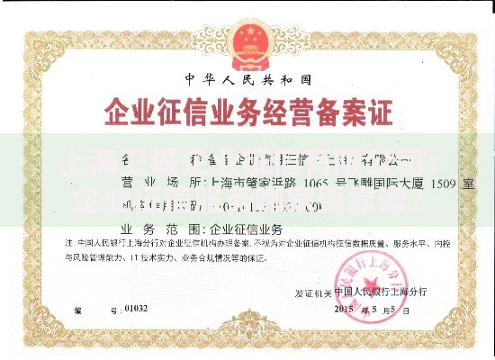 上海卫诚企业征信有限公司：企业征信服务哪家更靠谱？