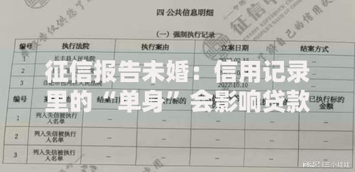 征信报告未婚:信用记录里的“单身”会影响贷款吗? 征信报告未婚:信用记录里的“单身”会影响贷款吗?