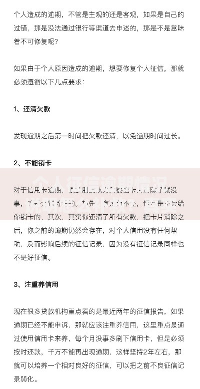个人征信逾期情况说明怎么补救？真实经验+解决攻略
