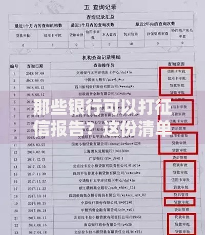 那些银行可以打征信报告？这份清单帮你快速查清