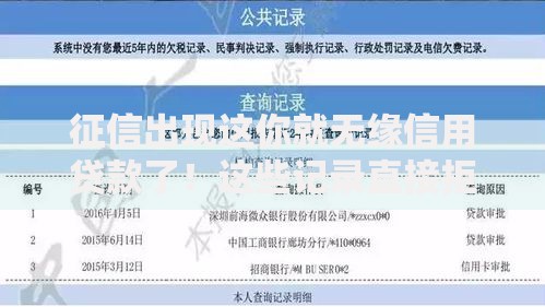 征信出现这你就无缘信用贷款了！这些记录直接拒贷，千万小心！