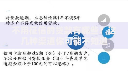 不用征信的贷款有哪些？这几种渠道你可能不知道