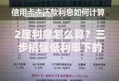2厘利息怎么算？三步搞懂低利率下的还款计划