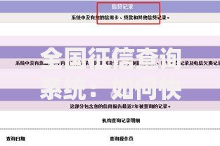 全国征信查询系统：如何快速掌握个人信用状况？