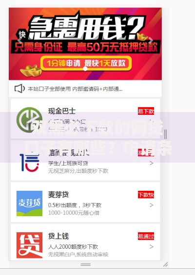 双黑必下款的网贷口子有哪些？申请条件与平台推荐