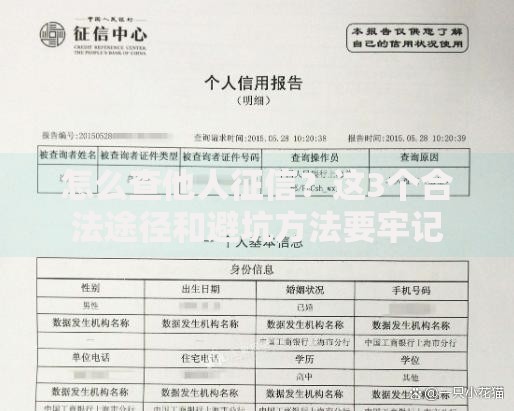 怎么查他人征信？这3个合法途径和避坑方法要牢记