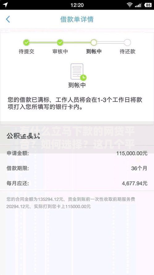 有什么立马下款的网贷平台？如何选择？这几个平台快速到账