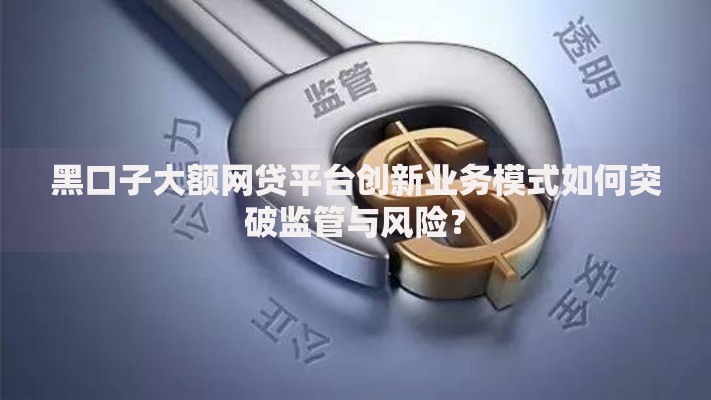 黑口子大额网贷平台创新业务模式如何突破监管与风险？