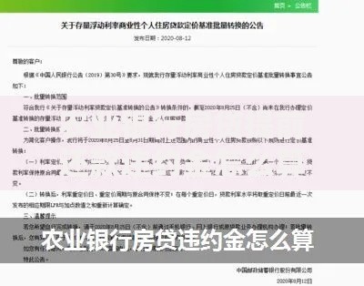农业银行房贷提前还款违约金怎么算？一文搞懂计算规则及省钱技巧