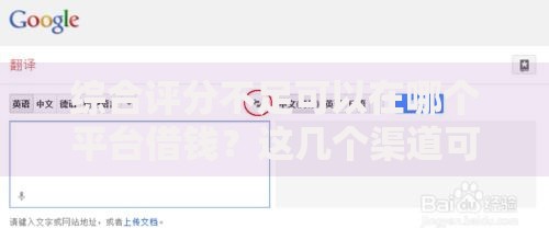 综合评分不足可以在哪个平台借钱？这几个渠道可尝试