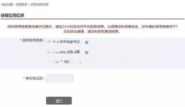 网上能查询个人征信吗?3分钟教你安全自查信用报告 网上能查询个人征信吗?3分钟教你安全自查信用报告